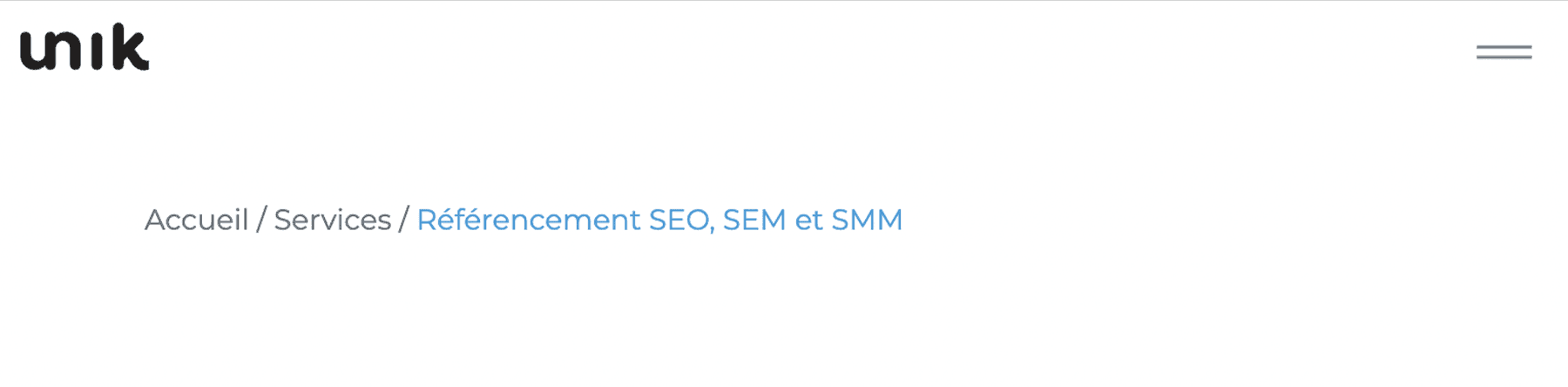 Le fil d’Ariane comporte des liens cliquables qui offrent la possibilité de remonter l’arborescence directement à partir de la page affichée.