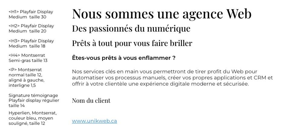 Exemple de typographie à inclure au moment de concevoir une identité visuelle d’entreprise. 