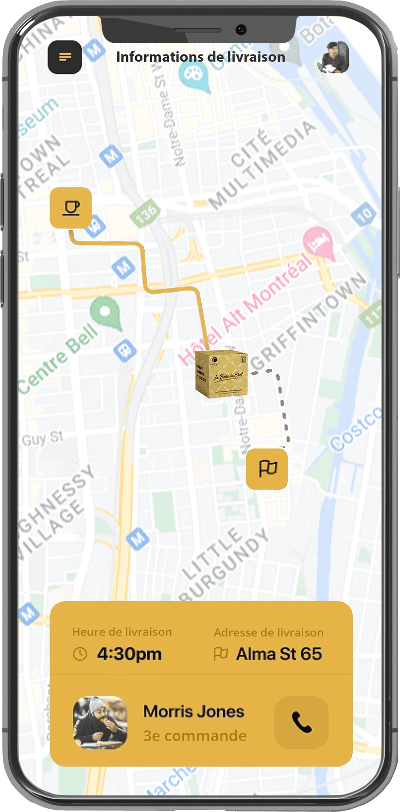 Delivery routes are optimized in real time with the use of AI and the integration of Open Street Map, Google Maps and Waze.